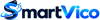 The SmartVico logo is displayed on a solid black background, featuring a stylized blue and white graphic with the brand name 'SmartVico' in white text.